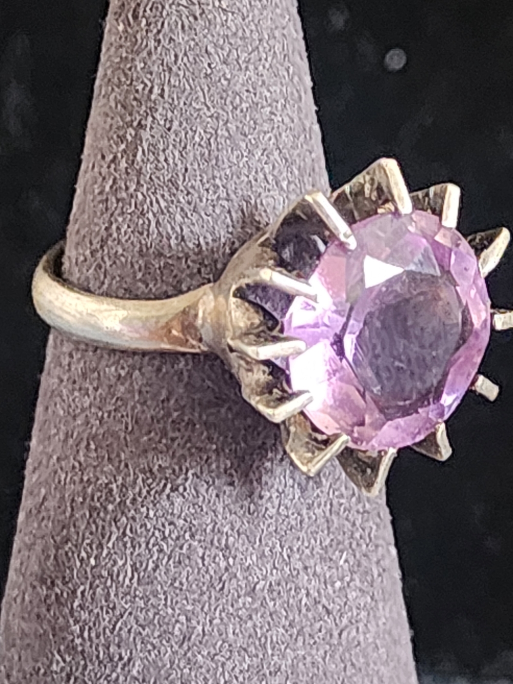 Vintage Taxco Mexico 925 Sterling Silver Amethyst Statement Ring Sz 6.5 Signed - Picture 3 of 8